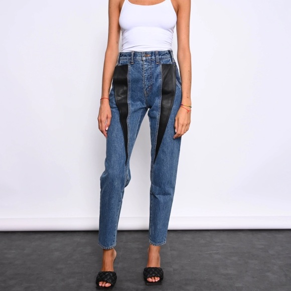 Celine Denim - CELINE lambskin leather cut boyfriend jeans